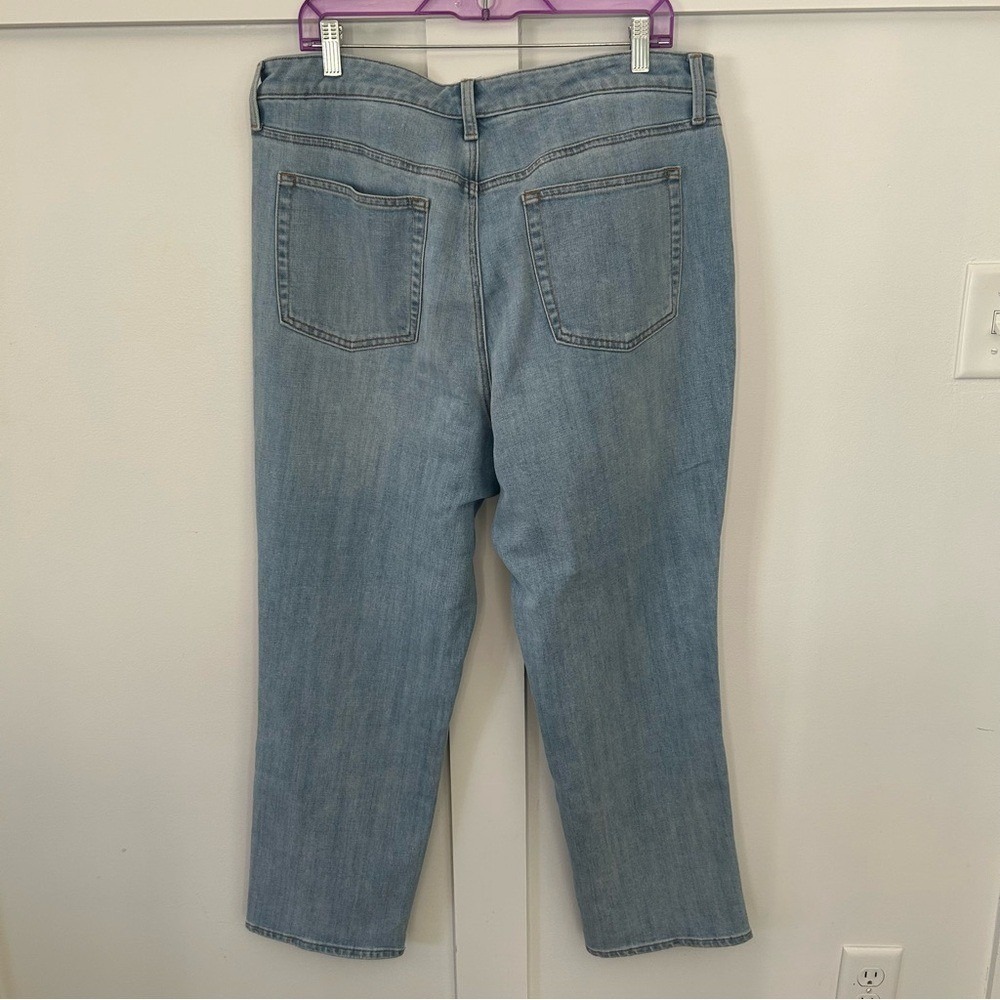 Talbots Modern Ankle Jeans Pink Ribbon Denim Colorful Embellished Size 16 - Picture 10 of 14